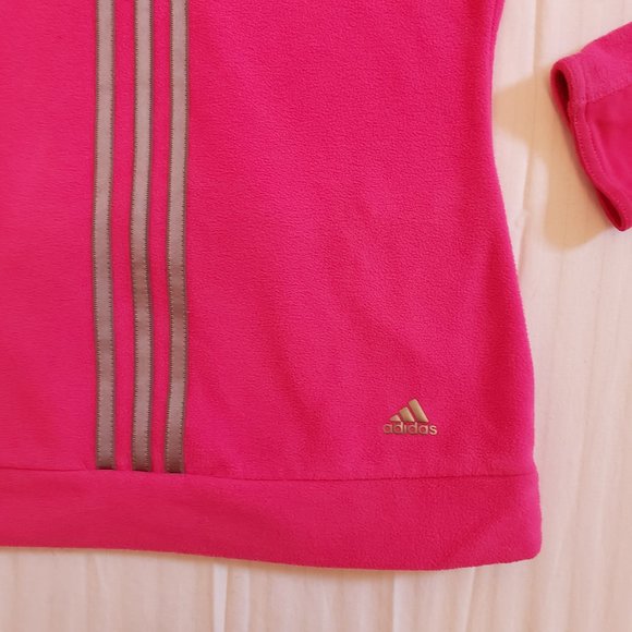 Adidas Hot Pink Climawarm Fleece Pullover 1/4 Zip Thumbholes Pocket XS - Picture 3 of 6